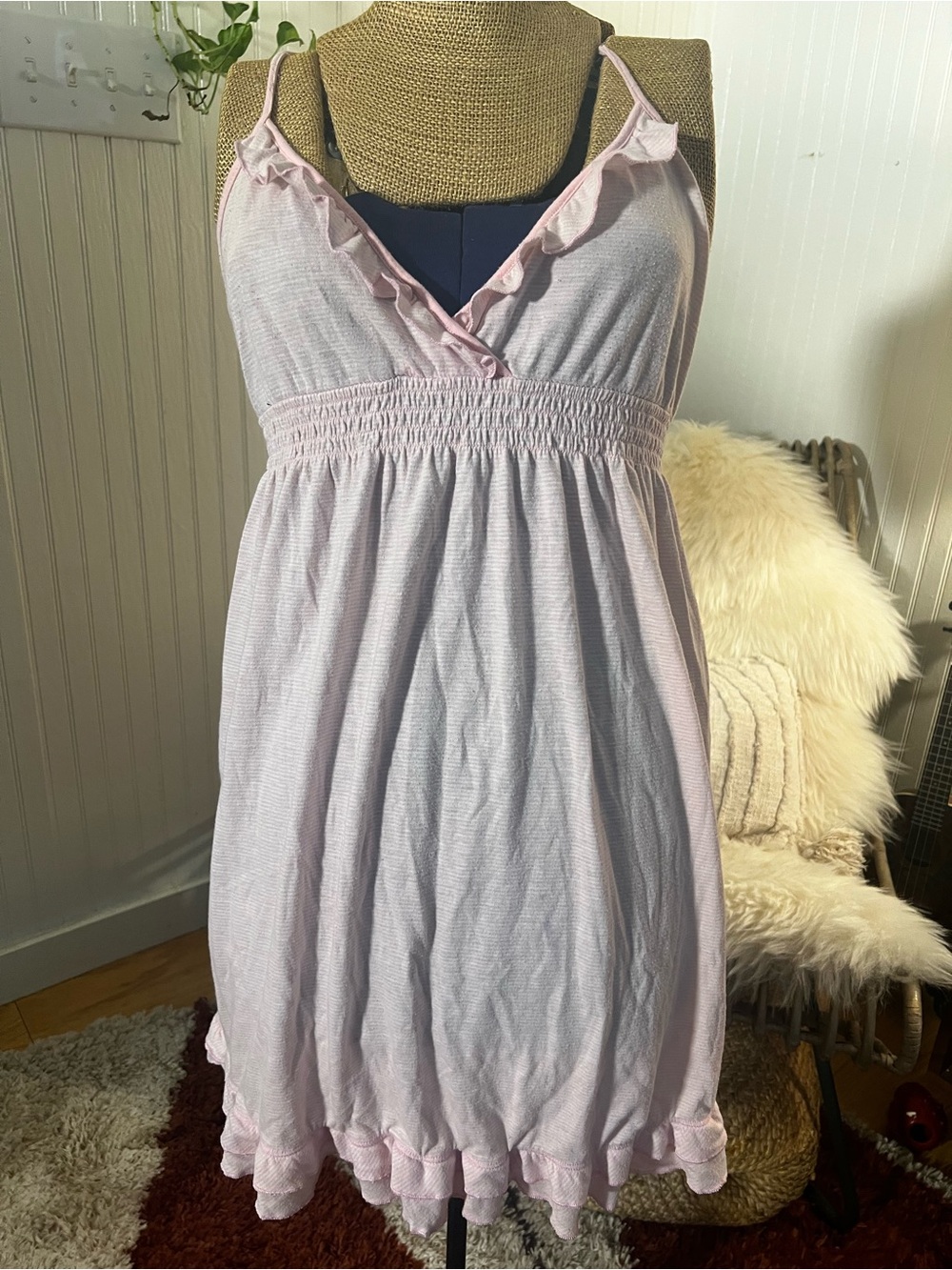 Victoria's Secret Pale Pink Ruffle-Trim Sleep Chemise
